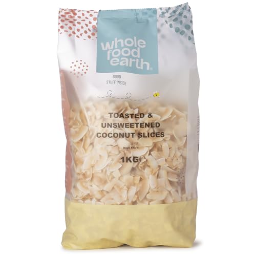 Wholefood Earth Toasted and Unsweetened Coconut Slices 1 kg | GMO Free | Natural | High Fibre