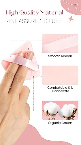 Motzu 6 Pieces Powder Puff For Face Powder, Triangle Makeup Puff, Cotton Velour Triangle Face Puffs For Setting, Contouring, Under Eyes, And Corners, 2.76-Inch Normal Size, With Strap, Beauty Tool #TOP5