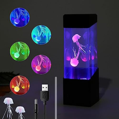 Multi-Color Jellyfish Lava Lamp, USB Powered Aquarium Night Lights,16 Colors Changing Jellyfish Lamp, Office Room Desktop Decoration,Gifts for Adults Kids Children,Christmas Birthday Holiday Gift