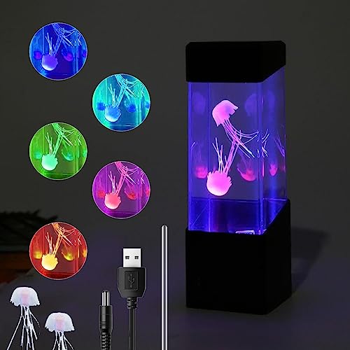 Multi-Color Jellyfish Lava Lamp, Usb Powered Aquarium Night Lights,16 Colors Changing Jellyfish Lamp, Office Room Desktop Decoration,Gifts For Adults Kids Children,Christmas Birthday Holiday Gift #TOP3