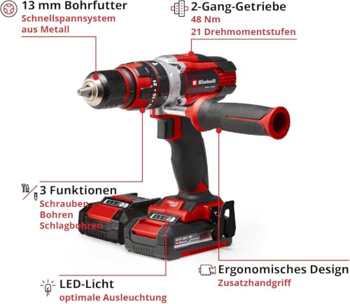 Einhell Akku-Schlagbohrschrauber TE-CD 18/48 Li-i Kit – Ansicht 3