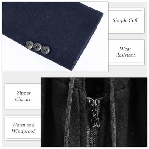 Image of APTRO Men's Wool Trench Coat Hoodie Winter Top Coat | Premium Wool Fabric, Hoodie Style, Thickened Cotton Lining, Single Breasted, Zipper & Button Closure, for Business