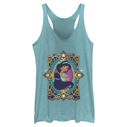 Disney Princesses Jasmine Badge 30Th Womens Racerback Tank Top Tahiti Blue