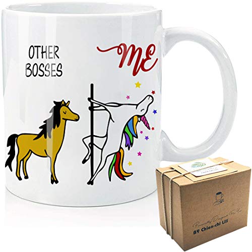 SUUURA-OO Other Bosses & me Funny Unicorn Gifts Coffee Mug, Boss Lady, Full Of Enthusiasm For Life, Vibrant, And Powerful, Novelty Gifts for Boss Lady, Birthday