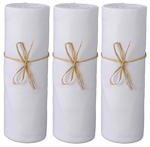 P'tit Basile - Lot x 3 Draps Housse bébé jersey en coton Bio - 60x120 cm - blanc - Coton peigné de qualité supérieure - Elastique tout autour et bonnets aux 4 coins.