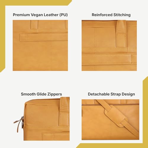 Image of TRUFLO Vegan Leather (PU) Laptop Messenger Bag | Fits up to 15.6-inch Laptop | Slim Office & Travel Shoulder Bag