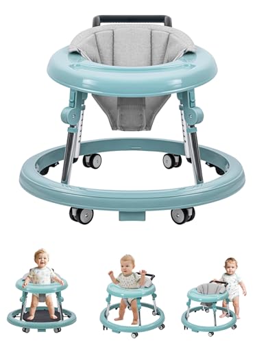 Image of Baby Walker with Wheels, Activity Center with Mute Wheels Anti-Rollover, 5-Position Height Adjustable Foldable Baby Walker for Boys and Girls from 6-18 Months with Footrest