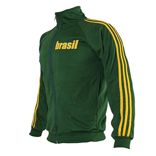 JL Sport fútbol Chaqueta con Cremallera Verde de Brasil 1970 Jersey de...