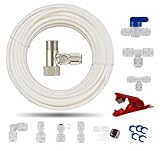 ilauke 15m Wasserzulaufleitung Universal Anschluss-Set mit T Stück, 11 Stück RO Water Filter Fitting für 1/4 Zoll Schlauch, Kühlschrankschlauch, Wasserschlauch (T + I + L Typ + Absperrventil)