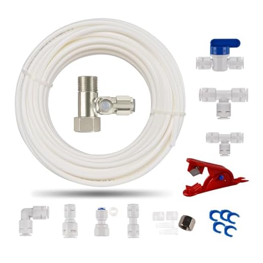 ilauke 15m Wasserzulaufleitung Universal Anschluss-Set mit T Stück, 11 Stück RO Water Filter Fitting für 1/4 Zoll Schlauch, Kühlschrankschlauch, Wasserschlauch (T + I + L Typ + Absperrventil)