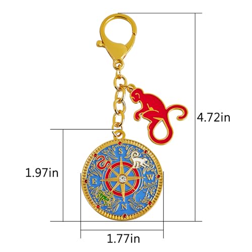 Porte-clés singe Fengshui 2025 avec croix à 4 éléments w5638 - 2