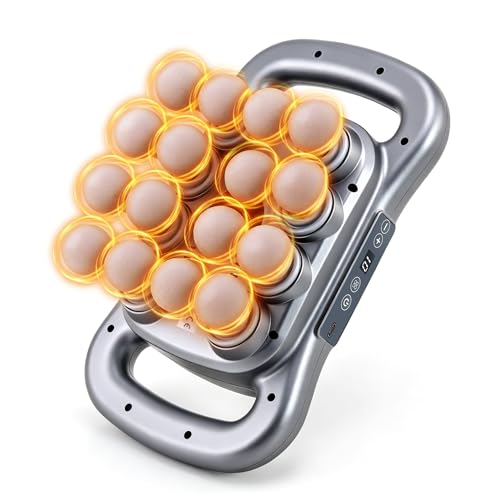 GAXEZO 16 Head Massage Gun Set Deep Tissue Percussion Massager 2600mAh Electric Massage Tools with 9 Styles & Levels Silver Grey