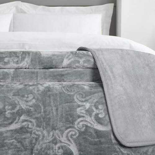 MERCURY TEXTIL-Manta para Sofá de 180x230 cm, Manta Caliente para Cama Reversible, Manta Grande Multiusos Suave, Gruesa. (Gris)