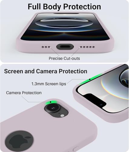 Image of Elzzi Microfiber Logo Cover Compatible for iPhone 16e Case Liquid Silicone Cases Full Body 4 Layer Protective Covers Shockproof Back Cover (Light Lilac)