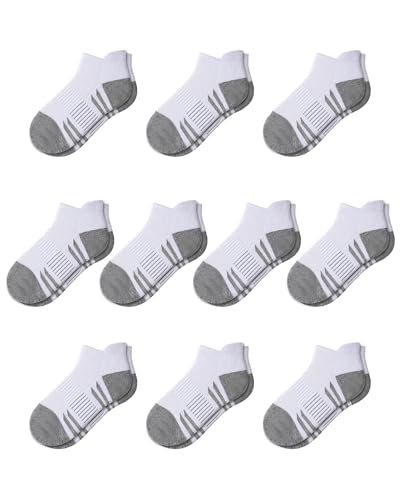Image of Somaibo 10 Pairs Boys Girls Ankle Socks Kids Athletic No Show Socks Low Cut Half Cushioned Sock