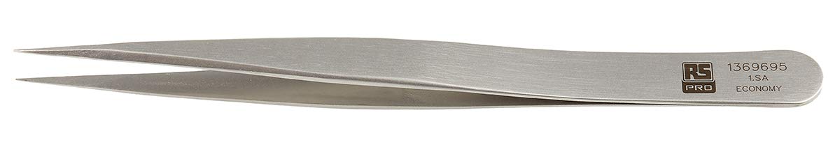 RS PRO Pinzetta a punta fine e dritta in acciaio inox, lunga. 120 mm, 1.SA