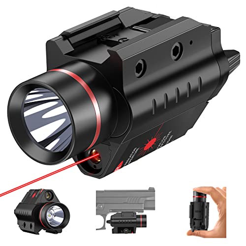 EZshoot 20MM Pistol Red Laser Light Combo, 200 Lumen Laser Handgun Light for Picatinny Rail, LED Tactical Weapon Light with Red Laser, 3 Modes Flashlight Laser Sight for Pistol Handgun Shotgun, RED