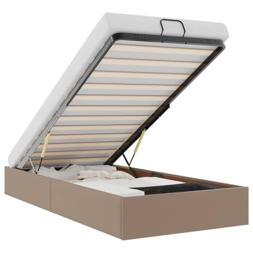 vidaXL Ottoman-Bett ohne Matratze Cappuccino-Braun 90x200cm Kunstleder, Bettrahmen, Bettgestell mit Stauraum, Polsterbett, Bettgestell
