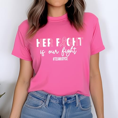 Custom Support Squad Shirt Breast Cancer Shirt Her Fight is Our Fight Tee Breast Cancer Awareness T-Shirt Cancer Support Team Tees Personalized Warrior Tee Family Tshirts4
