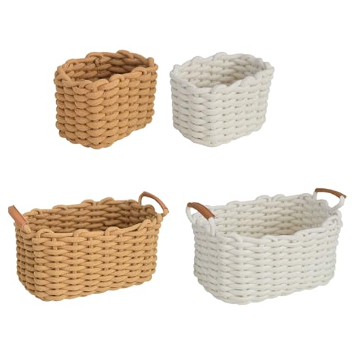 Cesta tejida a mano artesanal de algodón premium para mesa 7