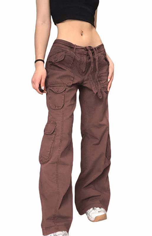 Y2k Baggy Jeans for Women Low Waist Wide Leg Denim Jeans Casual Cargo Pants Harajuku Pockets Trousers Streetwear