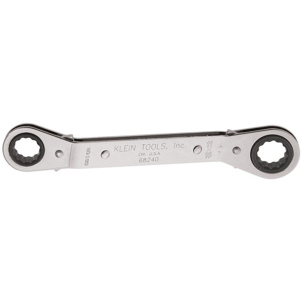 Klein Tools 68240 Ratcheting Offset Box Wrench, Made in USA, 5/8 x 11/16-Inch, Fully Reversible