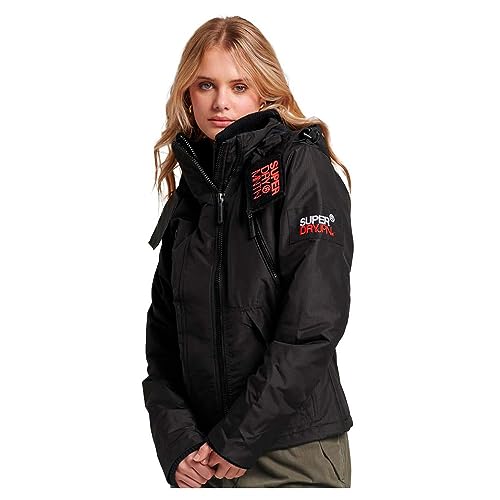 Superdry Mountain Windcheater Veste pour femme, Noir/corail, 34