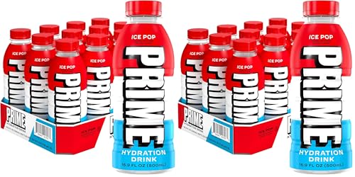 PRIME Hydration ICE POP | Sports Drinks | Electrolyte Enhanced for Ultimate Hydration-| 250mg BCAAs-| B Vitamins-| Antioxidants-| 2g Of Sugar-| 16.9 Fluid Ounce-|,(Pack of 24)