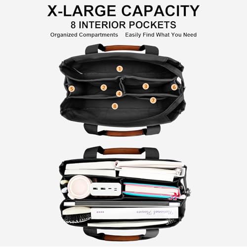 KKXIU Canvas Tote Bag for Women with Zipper and Compartments Crossbody Large Bible Messenger Purse Bag With Pockets3