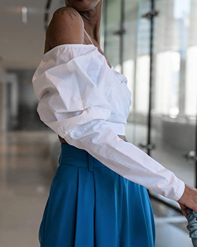 The Drop Women's White Off Shoulder Draped Crop Top By @Signedblake, L #TOP2