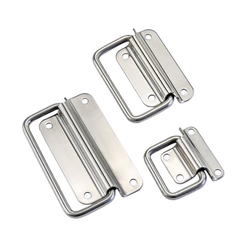 UOFKIPBA 1pcs 304 Stainless Steel Thickened Folding Handle with Swivel Ring for Industrial Equipment Box Handle(XG01-039-3)