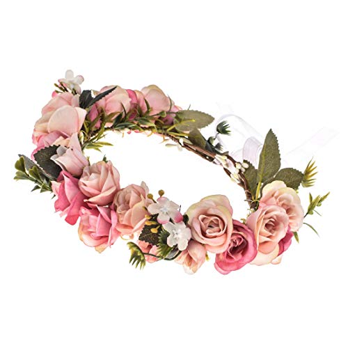 Vividsun Adjustable Flower Crown Floral Headpiece Floral Crown Wedding Festivals Photo Props (Baby Pink) #TOP1