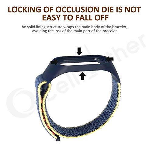 Image of CellFAther Nylon Wristband Strap Compatible for Mi Band 6 /5 /4 /3 Adjustable Nylon Sport Wristband Synthetic Fabric Strap (Alaskan Blue)