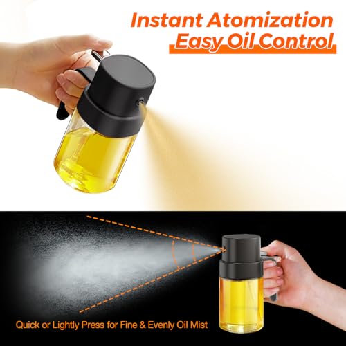YARRAMATE Oil Sprayer for Cooking, 6.8oz/200ml Premium Bottle, Food-Grade Olive Mister, Portable Dispenser for Air Fryer, BBQ, Kitchen, Outdoor BBQ and Camping (Grey & Green) - Image 3