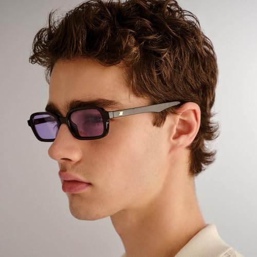 Image of Le Specs. Pilferer Retro Sunglasses for Women and Men | Narrow silhouette, shatterproof flat lenses, lightweight polymer frame, discreet temple studs