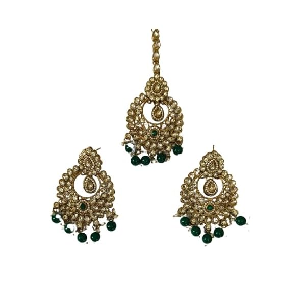 AMOHA GEMS Crystal Necklace Jewellery Set with Earrings Suited for Party Wedding Festive (Round neck kundan Necklace set) - Image 5