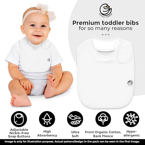 Image of 3 Pack Drooling Bibs for Babies | Premium & Soft Organic Cotton Teething Bibs with Snaps and Fleece Backing