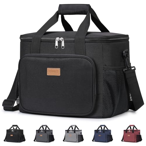 Image of Lifewit Large Lunch Bag, Insulated Lunch Box, Soft Cooler Cooling Tote for Adult Men Women, Black 40-Can (24L)