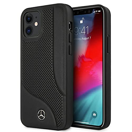 Mercedes MEHCP12SCDOBK Coque de Protection en Cuir perforé pour iPhone 12 Mini 5,4" Noir