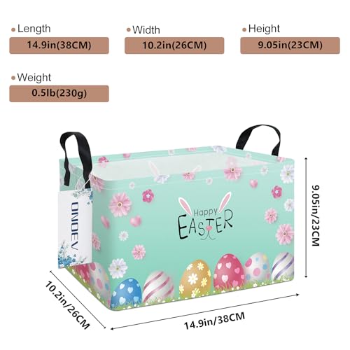 Image of Rectangular Easter Eggs Storage Basket,toy Organization Bin,Versatile Clothes Container,Gift Hamper for Girls and Boys(Easter)