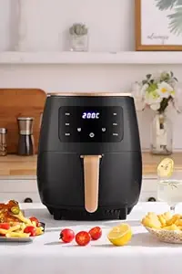 DREWIT STAR Air Fryer 2400 W 6 Liters Touch Screen Crisps, Roasts, Reheats, & Dehydrates French Fries Chicken Meat Fish Frozen Items Healthier, Faster, Delicious Results Less Oil