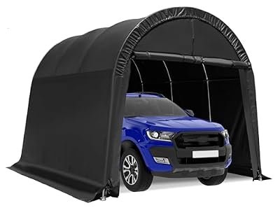 MELLCOM Carport 10 x15 FT Heavy Duty, Portable Garage with All-Steel Metal Frame and Round Style Roof, Anti-Snow Car Canopy Outdoor Storage Shelter for Car, Truck, Boat