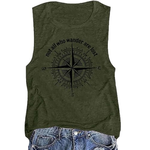 Generisch Pantalones de fantasía para mujer, estilo informal, estampados, de manga corta, con tirantes, túnica elegante, Verde militar., S