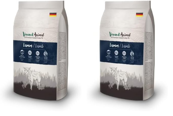 Venandi Animal – Premium Katzenfutter – Lamm, mit viel frischem Fleisch, Trockenfutter, getreidefrei 2er Pack (1 x 1,5kg)