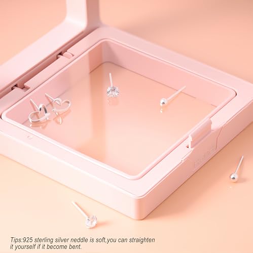 Sterling Silver Stud Earrings for Women, Hypoallergenic Stack Cartilage Earrings, Multiple Piercing Lightweight Mini Thin Cute Dainty Trendy Jewelry Set Gifts for Women4