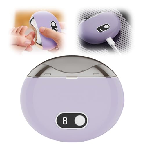 自動電動爪切り 2024年新3段変速 自動爪切り ネイルクリップ収納付き USB充電式 3in1電動ネイルトリマー 大人 高齢者 子供 弱い手 (パープル)