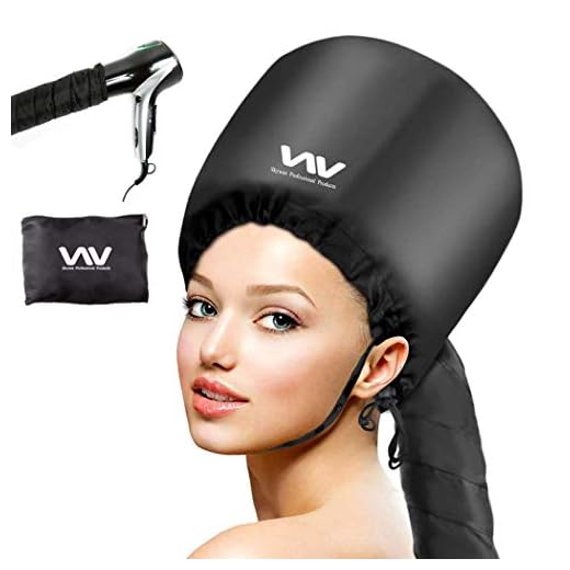Bonnet Hood Hair Dryer Attachment Set - Soft Adjustable Hooded Bonnet for Hand Held Hair Dryer - Including Head Band for Drying Styling Curling Deep Conditioning