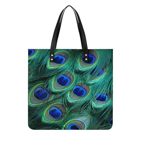 Green Peacock Feather Large Leather Handbags Women Fashion Handbag Multifunctional Travel Bag It Is A Great Gift for Mothers, Teachers, Friends, Bridesmaids