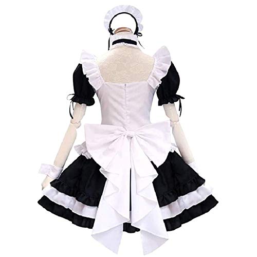 GRAJTCIN Fantasia de empregada francesa com orelha de gato, 5 peças, vestido chique para cosplay de