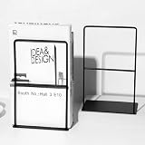 Artkingdome 2pieces Modern Stylish Bookends,Metal Book Ends,Holder Heavy Duty Bookends, Universal Economy Bookends, Bookends for Kids, Liberary Bookends Decorative Black